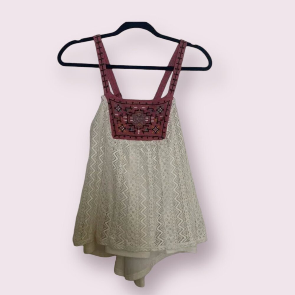 ⭐️ Aztec Print Boho Lace Hipster Hippie Art Twist Top Chic Glam Bohemian Blouse